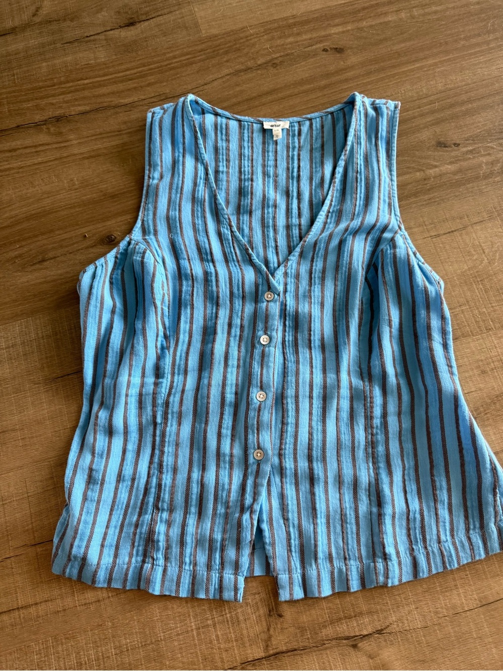 Aerie Sleeveless Vest- Blue Stripe